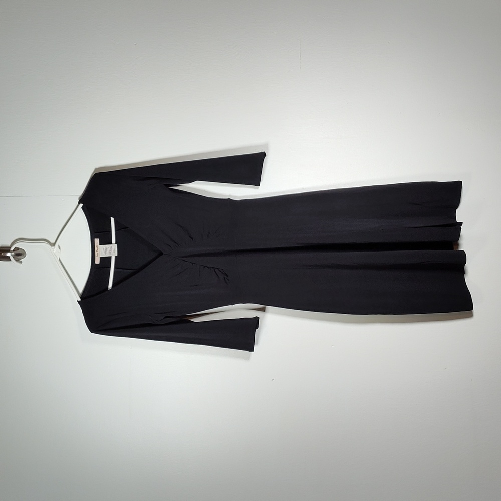 Free People vintage black stretch‎ v-neck front slit mini dress XS